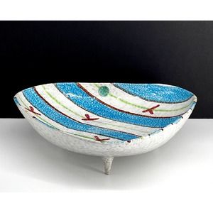 Handpainted Italian Triangle Footed Bowl, Paul's Made in Italy, 1960s